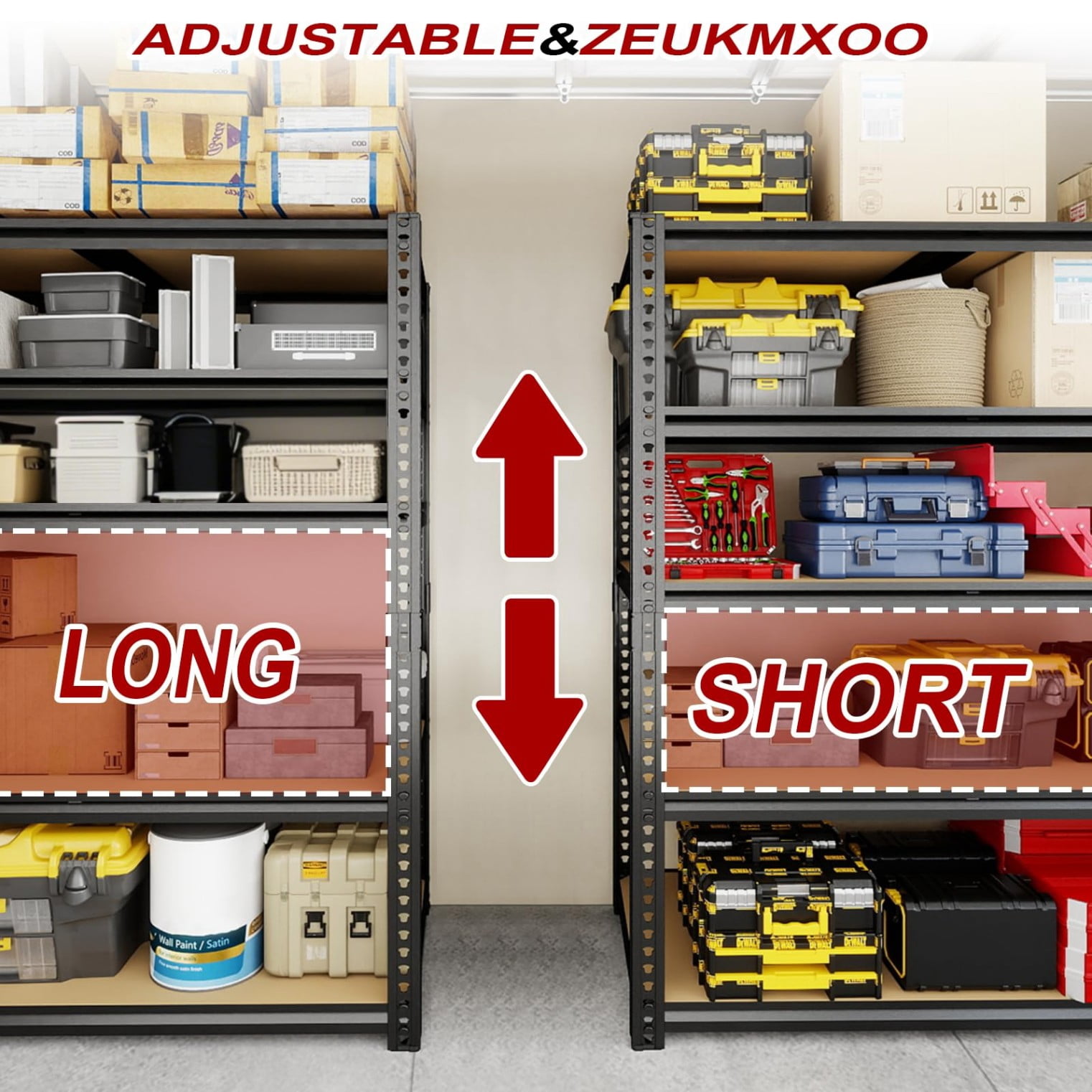 Heavy Duty 5-Tier Extra Wide Metal Storage Shelving Unit, 2400 lbs Capacity Garage Rack, 72"H x 40"W x 20"D