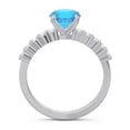 thumbnail image 4 of 2.25 Ct Stunning Round Cut Natural Diamond & Blue Topaz Gemstone Bridal Ring for Women Solid 18K White Gold Size 8 by Diamond-Capitals, 4 of 7