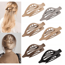 Flat Hair Clips for Women, 6pcs Curved Side Slid Claw Clips for Thick Thin Hair, Strong Hold Alligator Hair Clips No Slip Grip Matte Neutral Hair Accessories for Women Girls