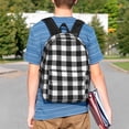 thumbnail image 4 of Rateoe Black White Plaid Pattern Student Backpack Water-resistant Backpack 15-inch Laptop Backpack Lightweight Adjustable School Backpack, 4 of 6