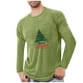 thumbnail image 2 of PiGOGI Men's Long Sleeve Pajama Shirt Sports Fitness Home Christmas Printed Round Neck Comfortable Green M, 2 of 4