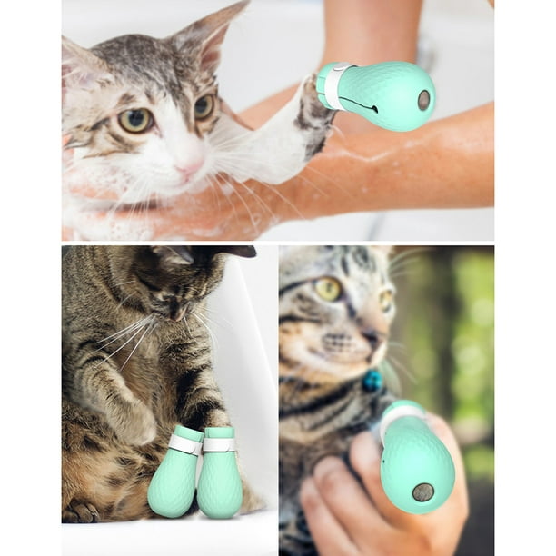 Chaussures de chat en silicone à gratter Chaussures pour animaux de  compagnie Protecteur de patte réglable pour animaux de compagnie pour le  bain 4PCS / Set