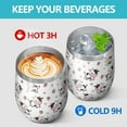 thumbnail image 4 of 12oz Stemless Wine Tumblers White Cow Strawberry Heart Pattern Vacuum Insulated Stainless Steel Travel Tumbler Cups Mug with Lid and Straw for Champaign,Cocktail,Beer with Cleaning Brush, 4 of 5