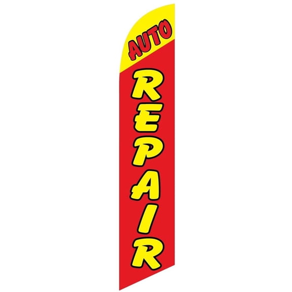Auto Repair yellow/red Feather Banner Swooper Flag -No Wind Required- Replacement FLAG ONLY