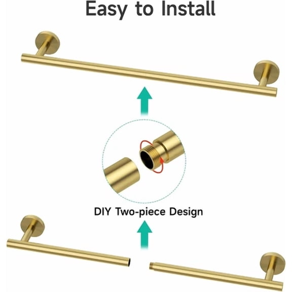 Brushed Gold 18" Towel Bar 18 Inch Towel Rack For Bathroom Wall-Mounted, Us304
