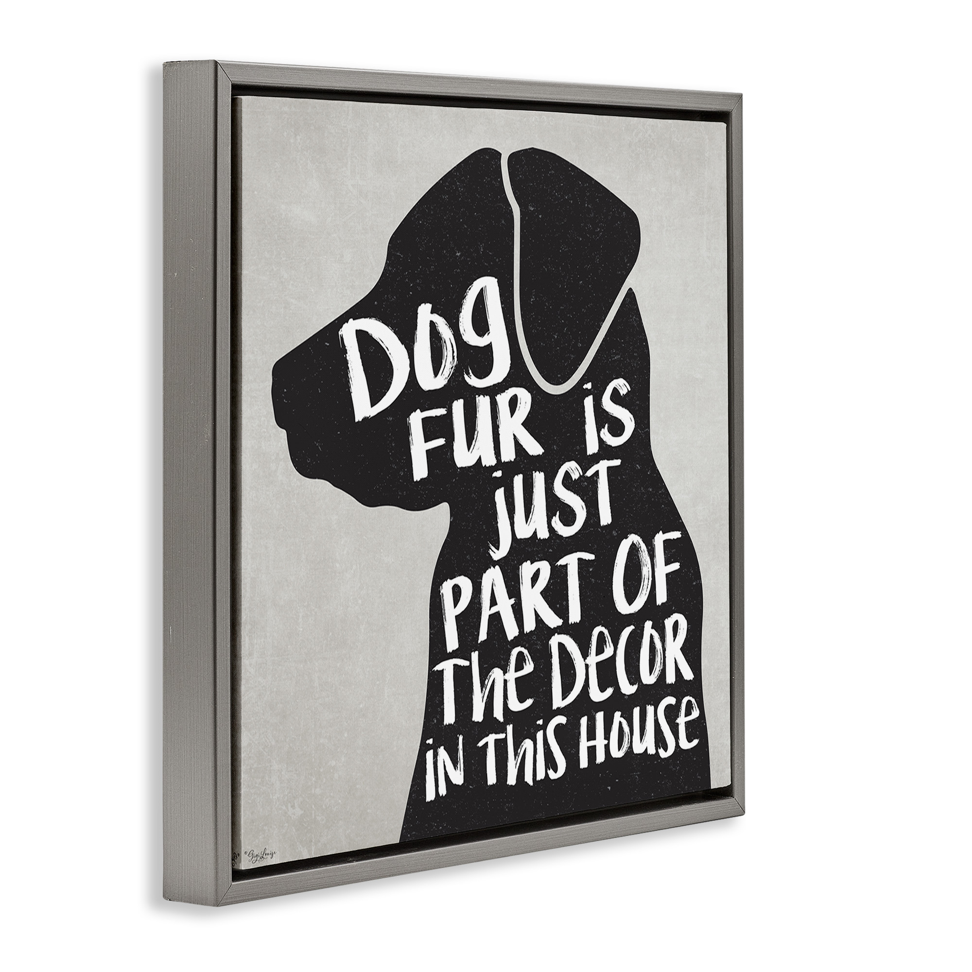 Stupell Industries Dog Fur Funny Pet Phrase Animals & Insects Painting Gray Floater Framed Canvas Art Print Wall Art, 18 x 18