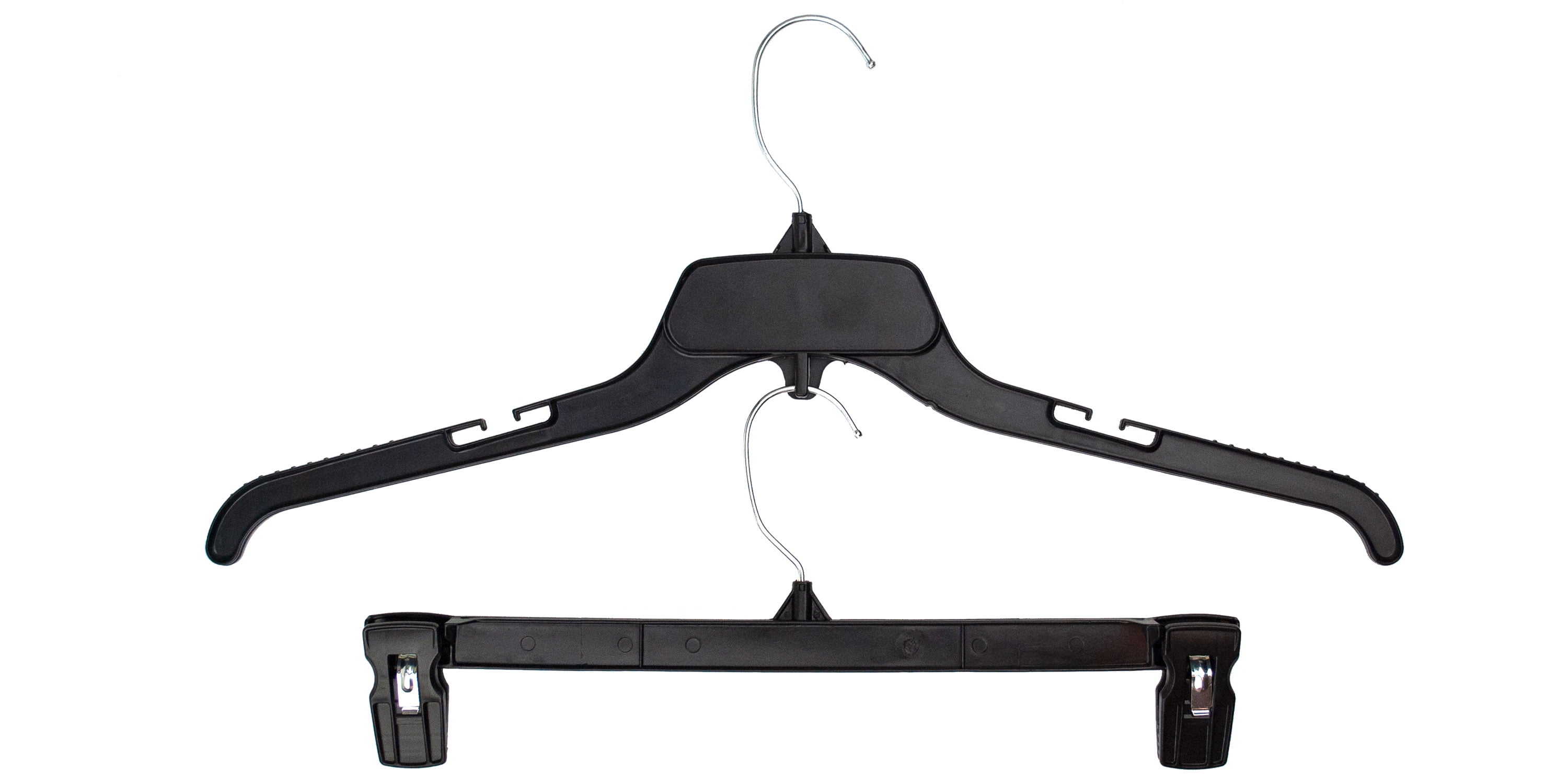 Hangon Combo Set Plastic Shirt/&Pants Hangers 17 Inch /& 12 Inch Black 30 Pack