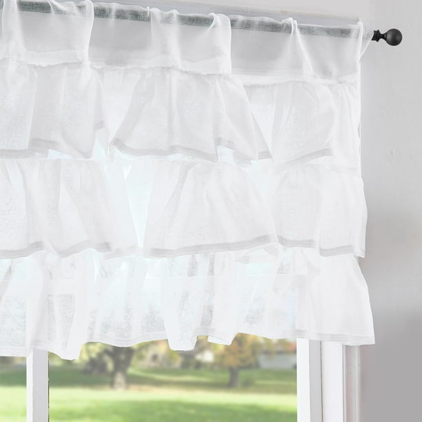 Cortina Jinchan Blanca con Volantes 46x46 cm Semi Transparente