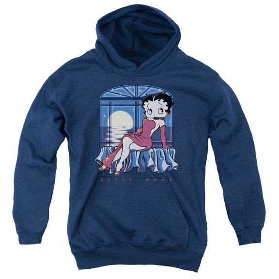 Betty Boop Moonlight Youth Pullover Hoodie Sweatshirt Navy
