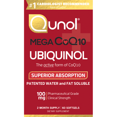 Qunol Mega CoQ10 Super Ubiquinol Dietary Supplement Softgels, 100mg, 60