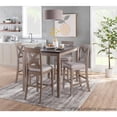thumbnail image 6 of Lumisource Harper 5-Piece Contemporary Counter Set in Grey and Espresso Wood with Grey Fabric, 6 of 8