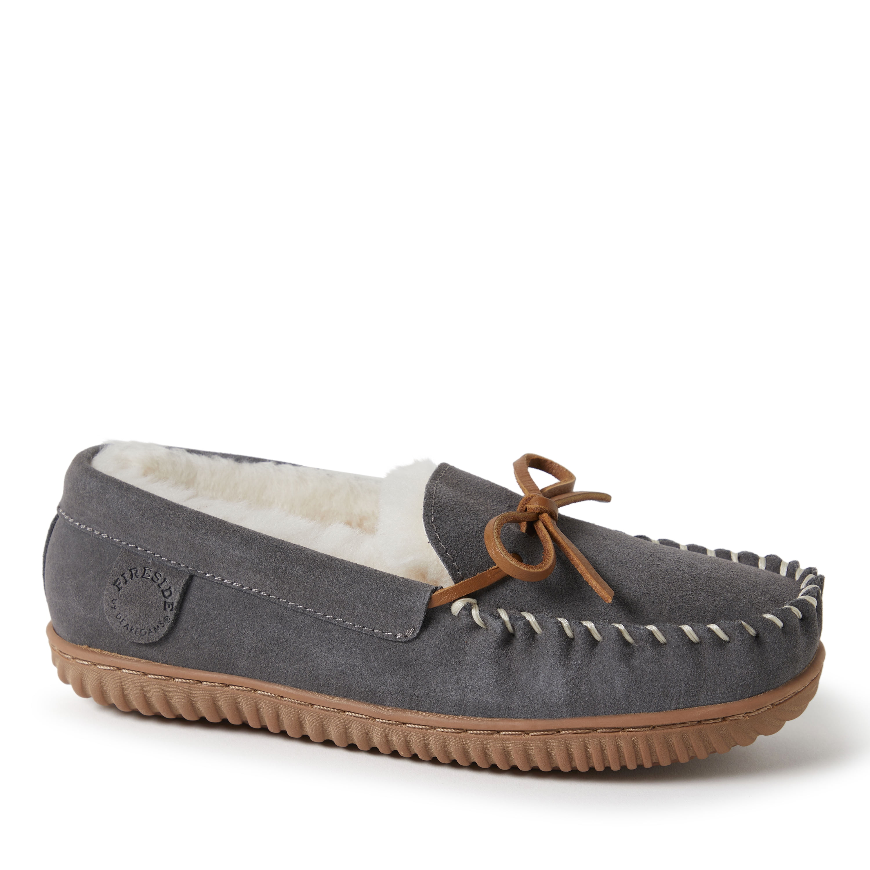 Dearfoams Women's Fireside Shearling Boot Slipper - Water-Resistant, Indoor/Outdoor, Grey, Size 6