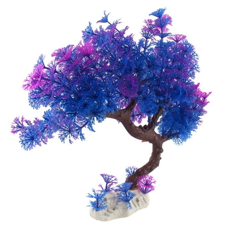 Aquarium Plant Care - Purple Aquarium Plant with Ceramic Base, 12-Inch Height