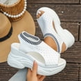 thumbnail image 4 of Women's Platform Sandals Open Toe Summer Breathable Knit Mesh Wedge Sneakers Comfy Arch Support Walking Shoes White Size 7, 4 of 6