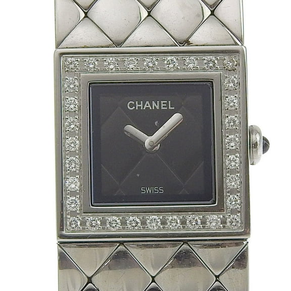Pre-Owned CHANEL Matelasse Watch Diamond Bezel H0489 Stainless Steel Quartz Analog... (Fair)