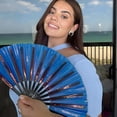 thumbnail image 5 of Boots On The Ground Hand Fan, Large Rave Folding Hand Fan for Men/Women, Holographic Folding Fan, Holographic Folding Popping Line Dance Fan, Handheld Clacking Fans, 5 of 7