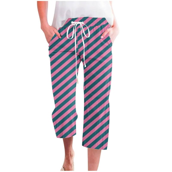 Loose Capris Pants for Women Wide-Leg Pant Leg Cut Juniors Size Polyester Ladies Cropped Pants Capris Pants Style C-146 Purple S
