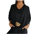 thumbnail image 1 of DPTALR Womens Casual Solid Color Loose Blouses V-neck Buttons Long Sleeves Blouses, 1 of 5