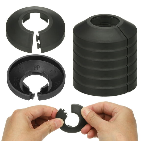 21.5mm Plumbing Cover Plates, 9 PCS Wall Split Flange Pipe Cover Decoration Escutcheon Plate Collar Flange Water Pipe Cover Decoration PP Plastic for Wall Pipe Tube Hole, Black
