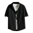 thumbnail image 2 of cllios Men's Linen Shirt Summer Beach Wedding Shirt Basic Solid Casual Button Down Shirts Short Sleeve Textured Shirt Flash Deals Today, 2 of 4