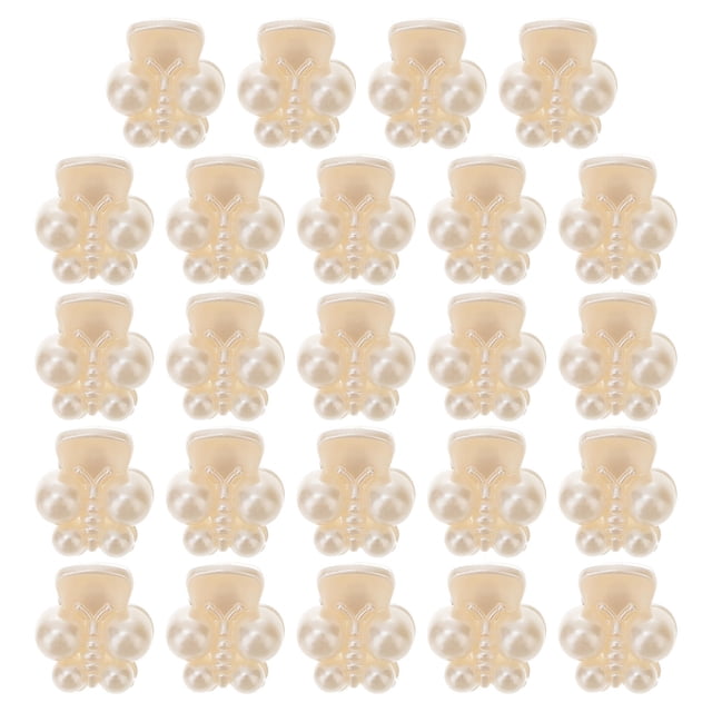 UPOUART 24Pcs Mini Hair Barrettes White ABS Hair Decorations for Girls Prom Events