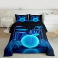 thumbnail image 2 of Manfei Musical Drum Kit Queen Comforter Set,Rock Music Bedding Sets,Blue Black Bedding Comforter Set For Teens,Microfiber Bedroom Decor Reversible,3-Piece, 2 of 8