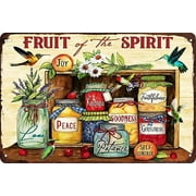 Vintage Tin Sign Fruit of The Spirit Peace Kindness Retro Metal Signs,for Garage Family Bar Cafe Room Bathroom Art Wall Decor Poster 8x12 inch