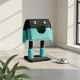 thumbnail image 2 of Pefilos 28" Tall Cartoon-Themed Cat Tree, 2 in 1 Cat Scratching Post with Condo, Artistic Modeling Playing Tower with a Soft Removable Cat Bed, Blue, 2 of 7