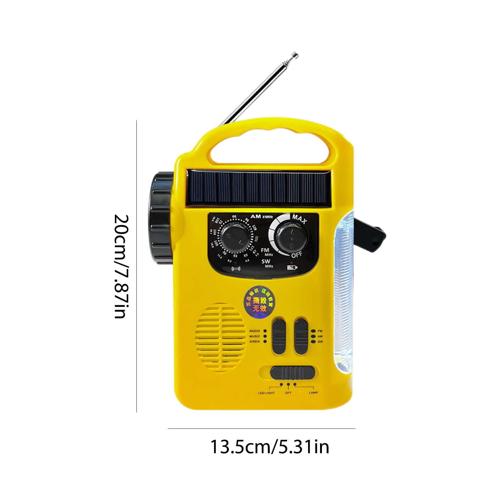 Yucurem Multifunctional Solar Emergency Weather Radio Handcrank Am/fm Radio (Yellow)