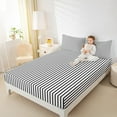 thumbnail image 4 of jejeloiu Vintage Geometric Striped Bed Sheets,Modern Abstract Art King Sheets,White Black Sheet Set For Men Women,Luxury Bedroom Decor,4-Piece, 4 of 7