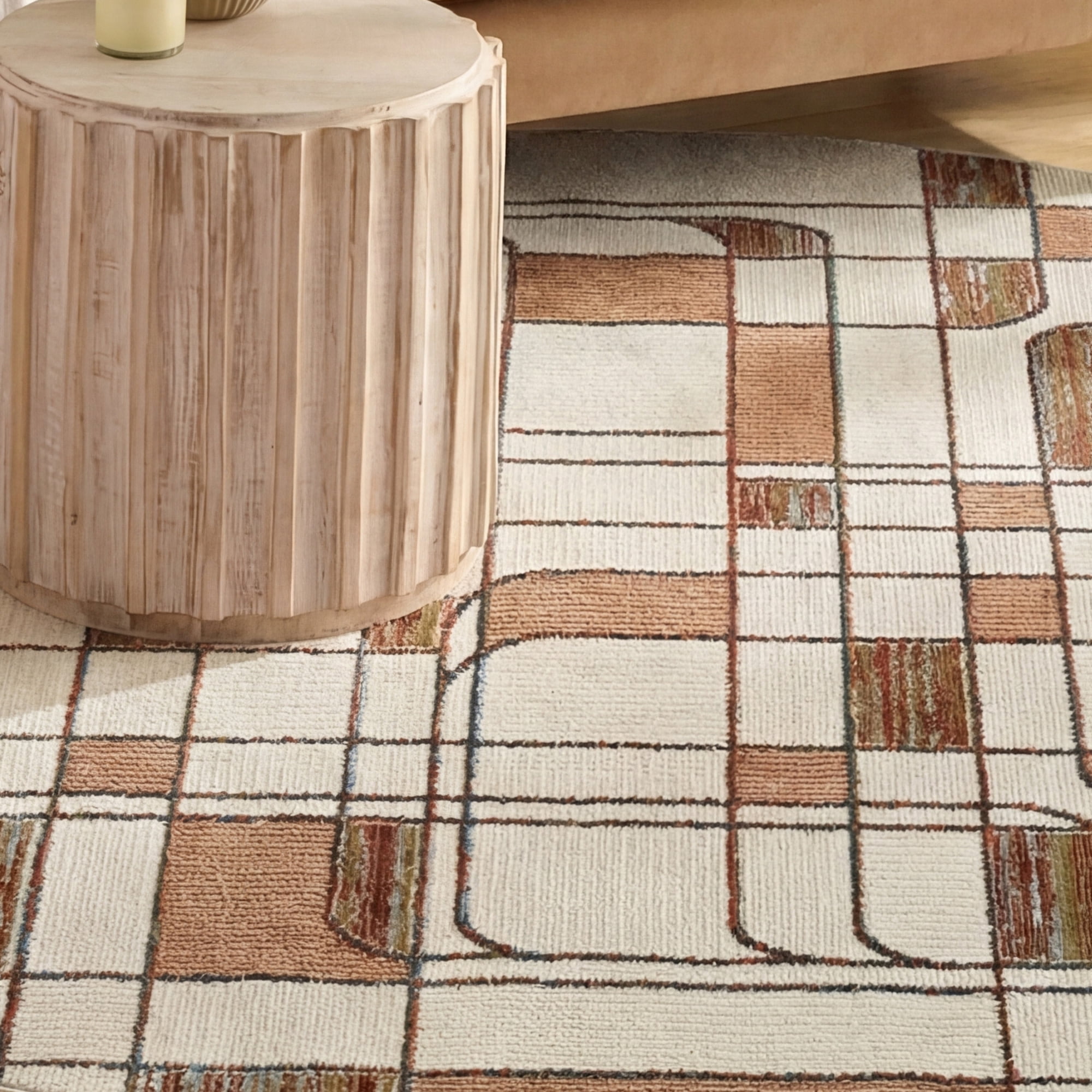 Nourison Nordic 8' x Round Ivory Rust Mid-Century Modern Indoor Rug