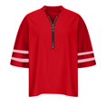 thumbnail image 4 of Fiudx Ofertas Del Día Camisa Casual con Cremallera de Color Sólido para Mujer Blusa con Mangas de Media Trompeta, 4 of 6