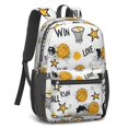thumbnail image 2 of Basketball and Star White Pattern 17" School Backpacks for Teens,Waterproof Oxford Fabric,S-Shape Padded Straps for School,Travel,Hiking,Camping, 2 of 6
