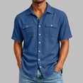 thumbnail image 4 of hotojiny Men's Cargo Shirt Short Sleeve Casual Lightweight Work Tops Button down Shirt Beach Vacation Summer Outfit with Pockets, 4 of 7