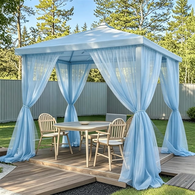 Horivan Rideaux de Patio Extérieur 98x63 Pouces Résistants à la Décoloration Imperméables en Polyester pour Pergola, Gazebo, Véranda