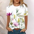 thumbnail image 5 of Womens Short Sleeve Round Neck Printed Loose Tops Blouse T-shirt, 5 of 5