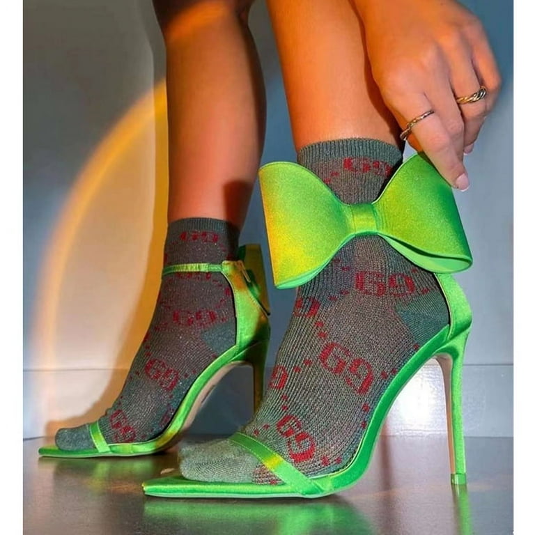 Neon green deals open toe heels