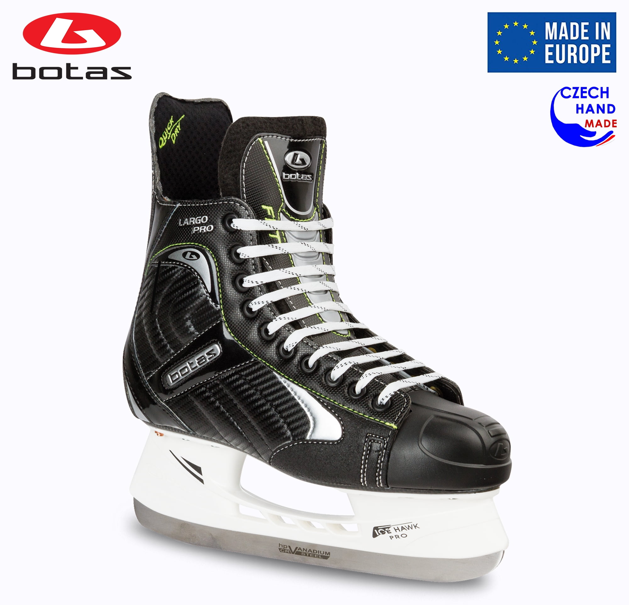 BOTAS - LARGO 571 PRO - Mens Ice Hockey Skates Made in Europe (Czech Republic) Color Black, Size Adult 7