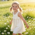 thumbnail image 2 of HCNTES Girls Children Baby Summer Dress Short Sleeve Casual Party Dress for Toddler Little Big Kids 1-5T 7-12T(3-4 Years,L04-White), 2 of 9