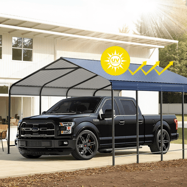 LAZZO 12x20 ft Carport Canopy Heavy Duty, Carport with Galvanized Metal Roof
