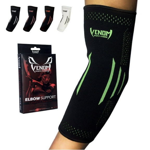 (Green) Venom Sports Fitness Elbow Brace Compression Sleeve Support