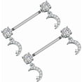 thumbnail image 2 of 14G Dangle Charm Nipple Rings for Women Rhinestone Cubic Zirconia Dangling Star Moon Nipplerings Straight Bar Cross Drop Nipple Shield Barbell Ring Fashion Body Piercing Jewelry, 2 of 7