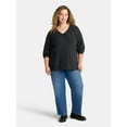thumbnail image 2 of Time and Tru Women's and Women's Plus V Neck Tunic Sweatshirt with Long Sleeves, Sizes XS-4X, 2 of 6
