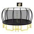 thumbnail image 2 of 16FT Pumpkin Trampoline with Basketball Hoop for Kids Adults, Outdoor Round Recreational Trampoline with Enclosure Net, Balance Bar for Backyard, Weight Capacity 1100LBS, Black, 2 of 6