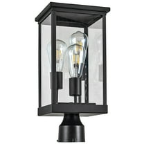 Design House Mayfield Matte Black 3 Light Indoor/Outdoor Weather Resistant Post Lantern Light with Clear Glass