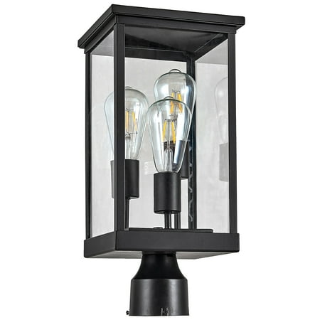 Design House Mayfield Matte Black 3 Light Indoor/Outdoor Weather Resistant Post Lantern Light with Clear Glass