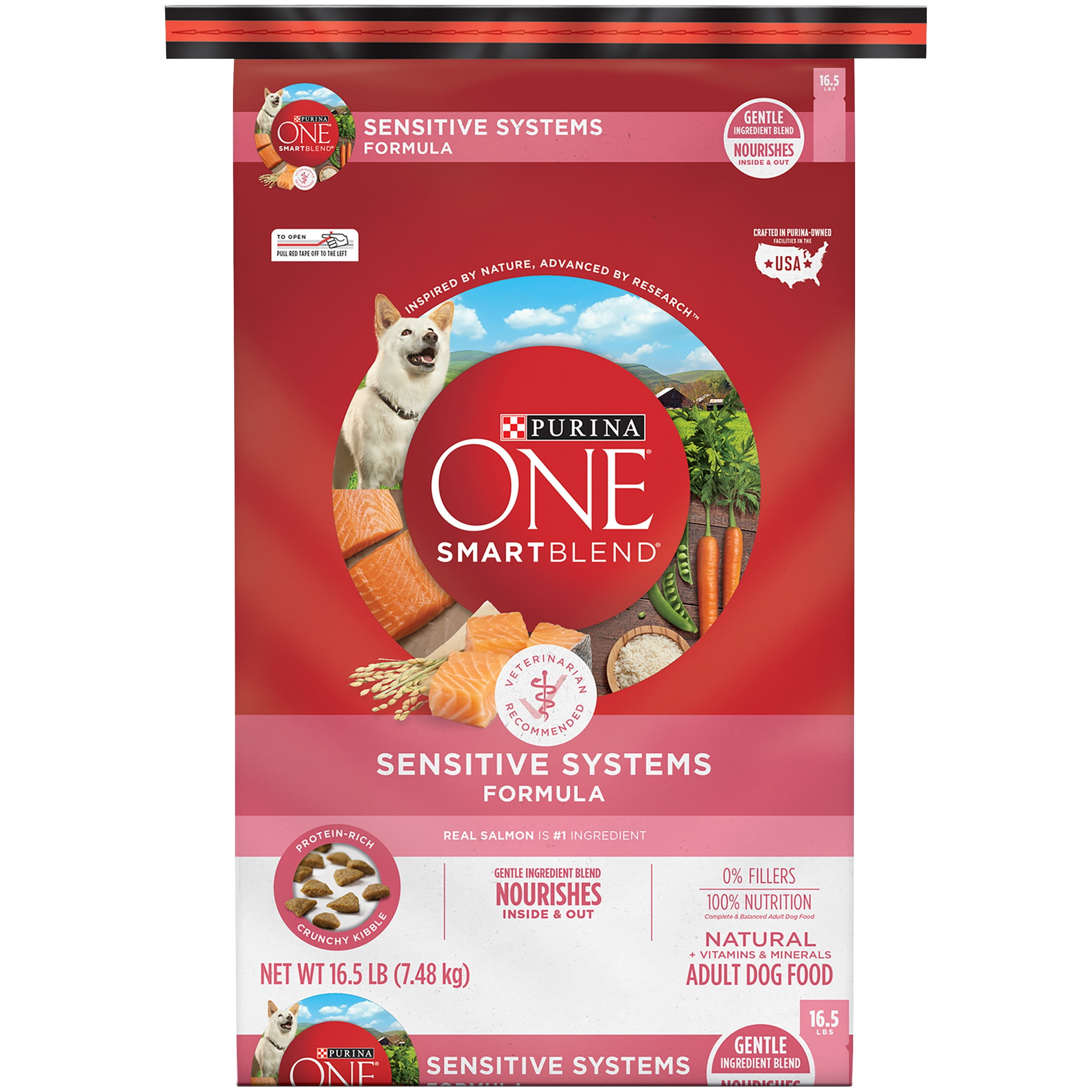 Purina ONE Natural, Sensitive Stomach Dry Dog Food, SmartBlend Sensitive Systems Formula, 16.5