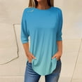 thumbnail image 2 of Womens Tops 3/4 Length Sleeve Tops Neck Casual Print Tunic T Shirts Three Quarter Length Tops Blouses For Women, 2 of 4