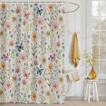 thumbnail image 3 of Shower Curtain Spring Wildflower Green Leaf Shower Curtains for Bathroom Decor, Waterproof Polyester Shower Curtain Set with Hooks, Small Stall Size 36" x 72" Vintage Floral, 3 of 9