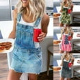 thumbnail image 5 of qucoqpe Women's Cute A Line Kaftan Denim Jeans Jumper Pinafore Bib Overall Mini Dress Skirt, 5 of 5